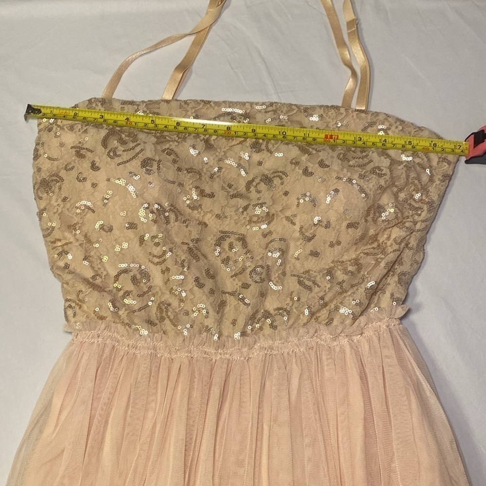 Chelsea & Violet Pink and Champagne Beige Tulle Party Mini Dress Size Large NWT - Picture 9 of 14